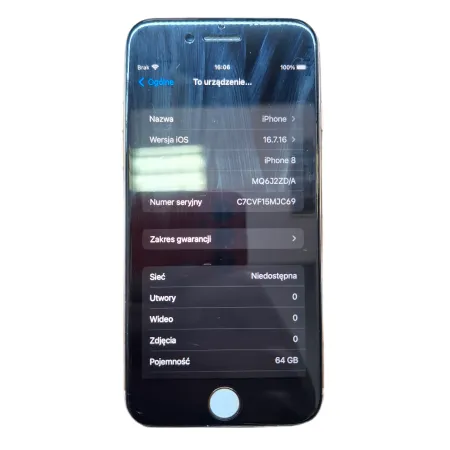 Smartfon Telefon Mobilny APPLE IPHONE 8 2/64 IOS 16.7.16 ZŁOTY BATERIA 100% Smartfon Telefon Mobilny APPLE IPHONE 8 2/64 IOS 16.7.16 ZŁOTY BATERIA 100%
