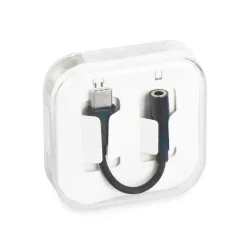 Adapter AUX Typ C (męski) do Jack 3,5 mm (żeński) BOX czarny [DAC]