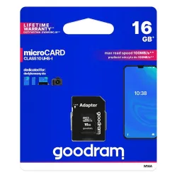 GOODRAM karta pamięci microSD 16GB 100MB/s class 10 UHS I z adapterem SD