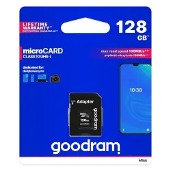 GOODRAM karta pamięci microSD 128GB 100MB/s class 10 UHS I z adapterem SD