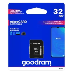 GOODRAM karta pamięci microSD 32GB 100MB/s class 10 UHS I z adapterem SD