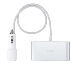 HOCO rozdzielacz samochodowy gniazda zapalniczki 3w1 z wyświetlaczem + 2 x USB A 2,1A Z13 srebrny