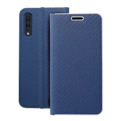 Etui z klapką na Samsung A50 Luna Book Carbon niebieskie