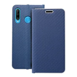 Etui z klapką na Huawei P30 LITE Luna Book Carbon niebieskie