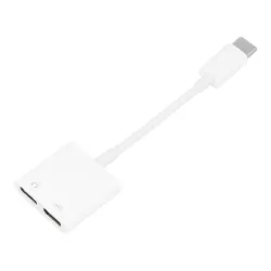 Adapter AUX 2w1 Typ C (męski) do Typ C (żeński) / Typ C (żeński) BOX biały [DAC]