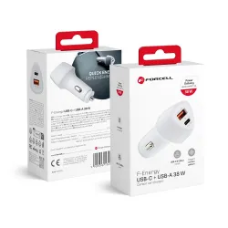 Ładowarka samochodowa Forcell F-Energy Carbon USB C + USB A QC3.0 PD 3A 38W CC50-1A1C biała