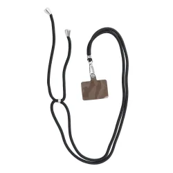 Smycz do telefonu, Zawieszka do telefonu - SWING (6mm) z regulacją długości / długość sznura 165cm (max 82,5cm w pętli) / na ramię lub szyję - czarny