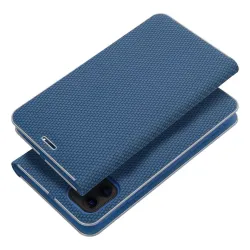 Etui z klapką na iPhone 15 Luna Book Carbon niebieskie