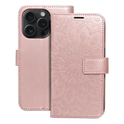 Etui z klapką na iPhone 15 PRO Mezzo Book mandala złoto-różowe