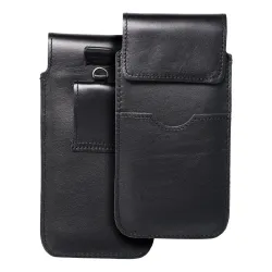 Etui wsuwane na telefon skórzane wsuwka z klapką do iPhone 6 PLUS / Samsung A52 / Xiaomi Redmi NOTE 10 Royal rozmiar 2XL czarne