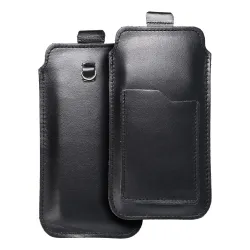 Etui wsuwane na telefon skórzane wsuwka z pull-up do iPhone 11 / 12 / 13 / Samsung S7 EDGE Royal rozmiar XL czarne