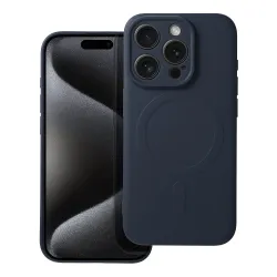 Etui na iPhone 15 PRO Silicone Mag Cover zgodne z MagSafe (camera protection) tytanowy niebieskie