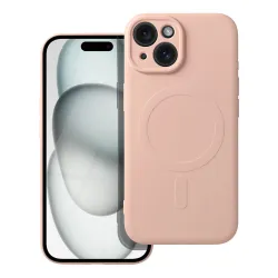 Etui na iPhone 15 Silicone Mag Cover zgodne z MagSafe (camera protection) różowe