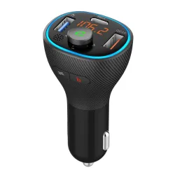 ART transmiter FM bluetooth 5.0 + USB A QC3.0 + Typ C (total 30W) FM-73 czarny