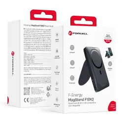 Powerbank zgodny z MagSafe Forcell F-Energy MagStand F10K2 QC3.0 PD 5A 20W 10000 mAh czarny