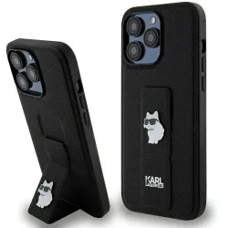 KARL LAGERFELD futerał do IPHONE 13 Pro Max KLHCP13XGSACHPK (Gripstand Saffiano choupette PIN) czarny