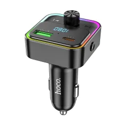 Ładowarka samochodowa Hoco USB A + USB C QC3.0 PD 30W z transmiterem E81 czarny