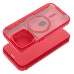 Etui z klapką na iPhone 15 PRO Smart Mag zgodne z MagSafe czerwone