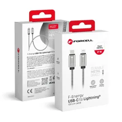 Kabel USB-C do Lightning Forcell F-Energy PD 3A 27W Metal 1 m C238 srebrny