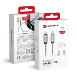 Kabel USB-C do USB-C Forcell F-Energy QC4.0 PD 3A 60W Metal 1 m C237 srebrny