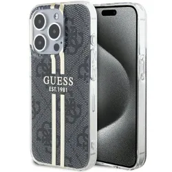 GUESS futerał do IPHONE 15 Pro GUHCP15LH4PSEGK (4G Gold Stripe) czarny