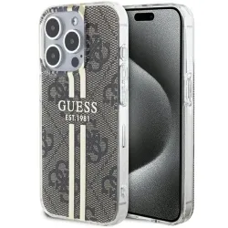 GUESS futerał do IPHONE 15 Pro GUHCP15MH4PSEGW (4G Gold Stripe) brązowy