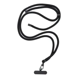Smycz do telefonu, Zawieszka do telefonu - SWING (8mm) z regulacją długości / długość sznura 165cm (max 82,5cm w pętli) / na ramię lub szyję - czarny