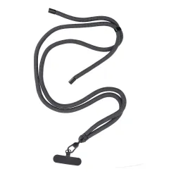 Smycz do telefonu, Zawieszka do telefonu - SWING (8mm) z regulacją długości / długość sznura 165cm (max 82,5cm w pętli) / na ramię lub szyję - szary