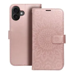 Etui z klapką na iPhone 16 PLUS Mezzo Book mandala złoto-różowe