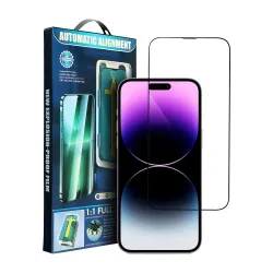 Szkło hartowane 5D Full Glue do iPhone 16 PRO / 17 / 18 Tempered Glass z aplikatorem czarne