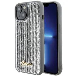 GUESS futerał do IPHONE 13 / 14 / 15 GUHCP15SPSFDGSS (Sequin Script Metal) srebrny