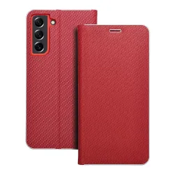 Etui z klapką na Samsung S21 FE Luna Book Carbon czerwone