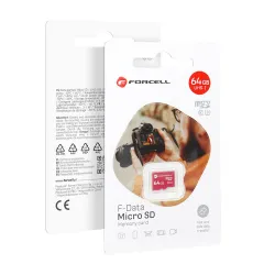 Karta microSD 64GB U3 class 10 Forcell F-Data czerwona