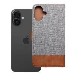 Etui z klapką na iPhone 16 PLUS Jeans Book szare