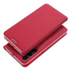 Etui z klapką na Samsung S25 Luna Book Carbon czerwone