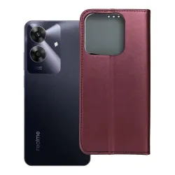 Etui z klapką na Realme NOTE 60 Smart Magneto burgundowe