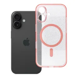 Etui na iPhone 16 Clear Mag Cover - Glitter (Str / Camera Protection) zgodne z MagSafe różowe glitter