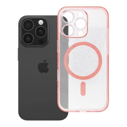 Etui na iPhone 16 PRO Clear Mag Cover - Glitter (Str / Camera Protection) zgodne z MagSafe różowe glitter