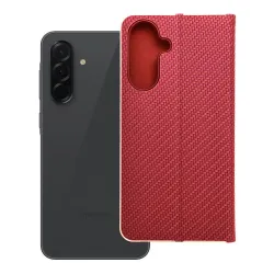 Etui z klapką na Samsung A36 5G Luna Book Carbon czerwone