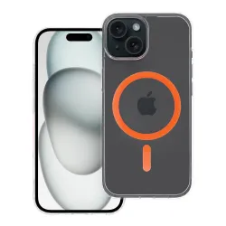 Etui na iPhone 15 Drop Glue Colorful Ring Mag Cover zgodne z MagSafe pomarańczowe