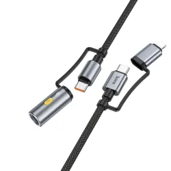 Kabel All-in-one USB C / Lightning do USB C / Zapalniczka samochodowa Hoco PD 3A 60W 1,2 m U138 1,2 m szary