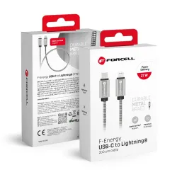Kabel USB-C do Lightning Forcell F-Energy PD 3A 27W Metal 2 m C238 srebrny
