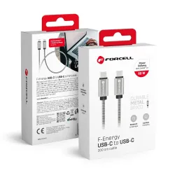 Kabel USB-C do USB-C Forcell F-Energy QC4.0 PD 3A 66W Metal 2 m C237 srebrny