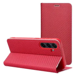 Etui z klapką na Xiaomi Redmi NOTE 14 4G (GLOBAL - 164,84mm x 78,15mm x 8,16mm) Luna Book Carbon czerwone