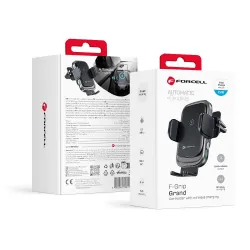 Uchwyt na telefon do samochodu indukcyjny Forcell F-Grip Grand F-24 15W do kratki srebrny