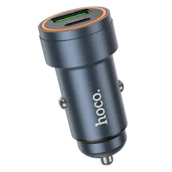 Ładowarka samochodowa Hoco USB A + USB C QC3.0 PD 3A 30W Z57A szara