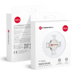 Pendrive 128GB USB 3.2 Gen 1 (USB A / USB C / Lightning / Micro USB) Forcell F-Data Metal Quad srebrny