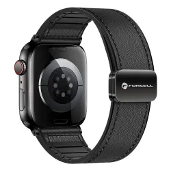 Pasek do Apple Watch Forcell F-Design FA21 magnetyczny skóra ekologiczna 38 / 40 / 41 mm czarny