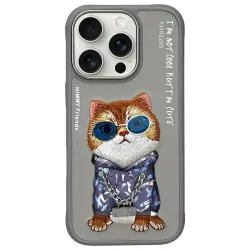 NIMMY futerał GLASSES COOL CAT do IPHONE 16 Pro Max szary