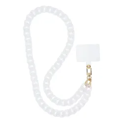 Smycz do telefonu, Zawieszka do telefonu - PANAMA LONG / długość sznura 80cm (40cm w pętli) / na szyję - biały